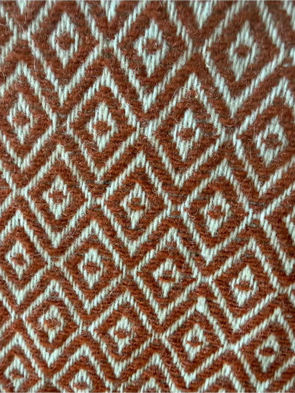 NWT Chi Coracao Wool Throw Blanket Terracotta Diamond Geometric 65x52 Boho